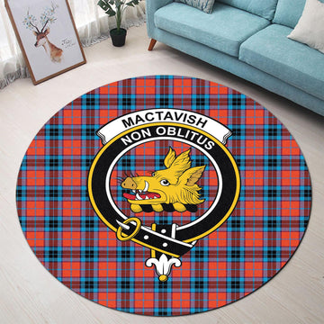 MacTavish (McTavish) Tartan Round Rug with Family Crest