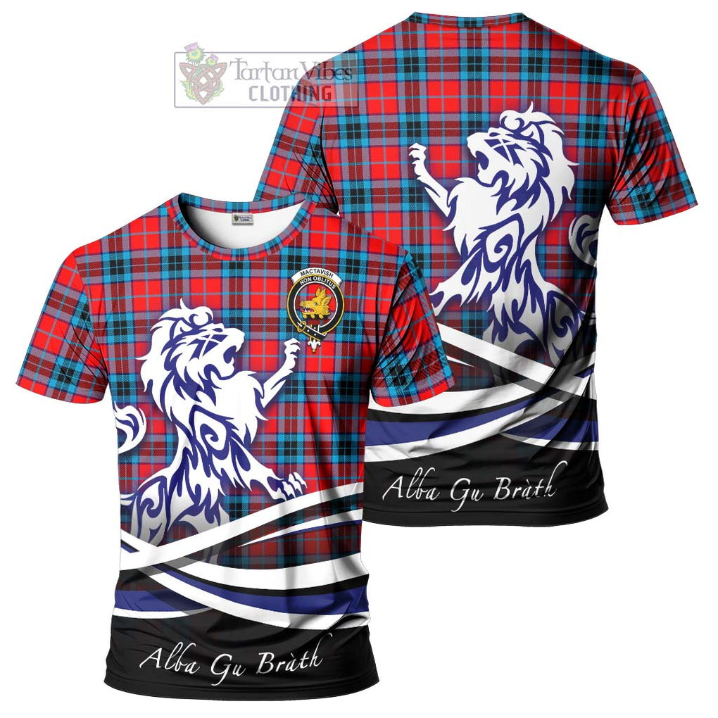 Tartan Vibes Clothing MacTavish Modern Tartan Cotton T-shirt with Alba Gu Brath Regal Lion Emblem