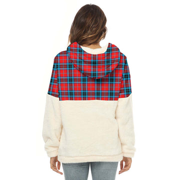 MacTavish (McTavish) Tartan Half Style Women's Borg Fleece Hoodie with Half Zip