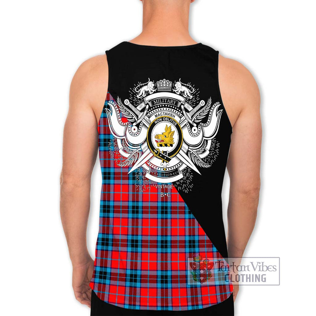 MacTavish (McTavish) Tartan Men's Tank Top with Family Crest and Military Logo Style - Tartanvibesclothing Shop