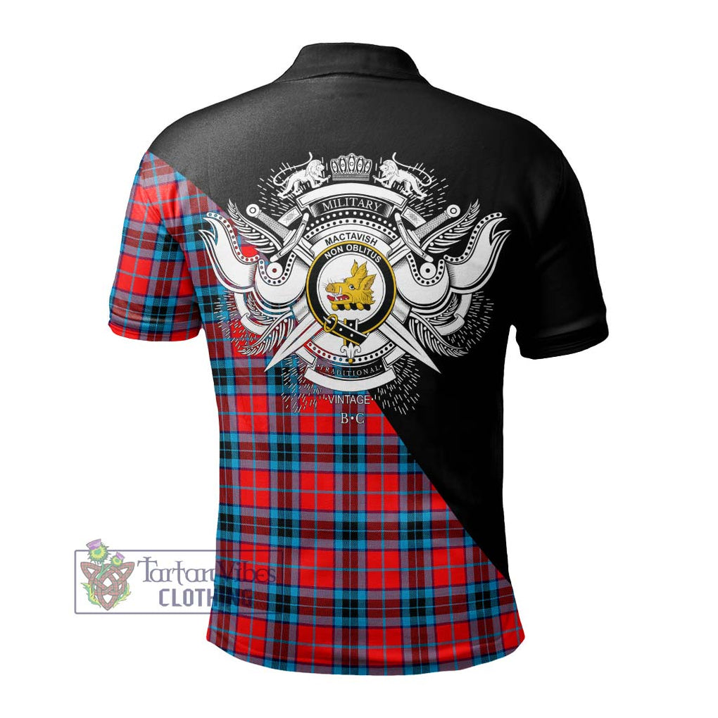 MacTavish (McTavish) Tartan Polo Shirt with Family Crest and Military Logo Style - Tartanvibesclothing Shop