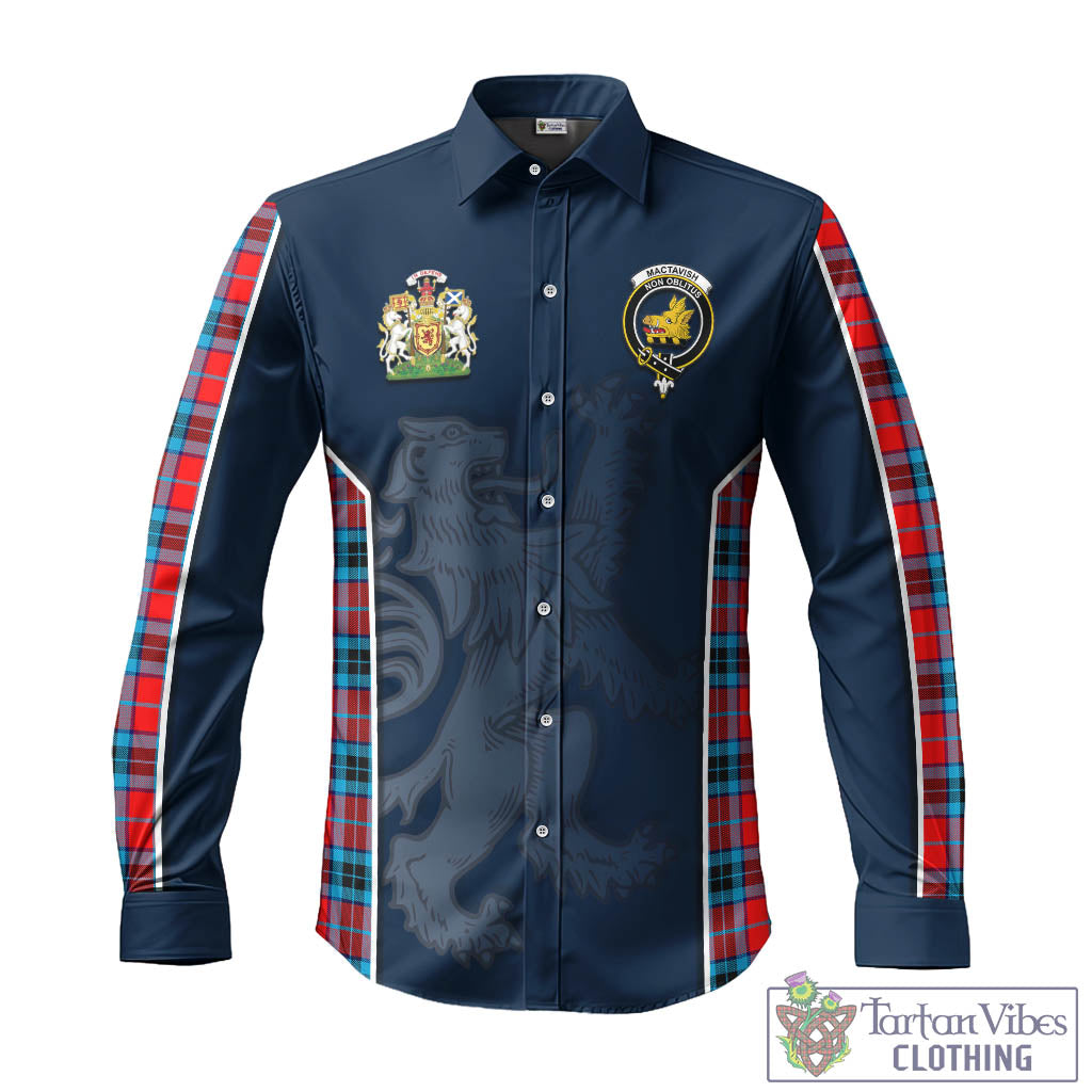 Tartan Vibes Clothing MacTavish Modern Tartan Long Sleeve Button Up Shirt with Family Crest and Lion Rampant Vibes Sport Style