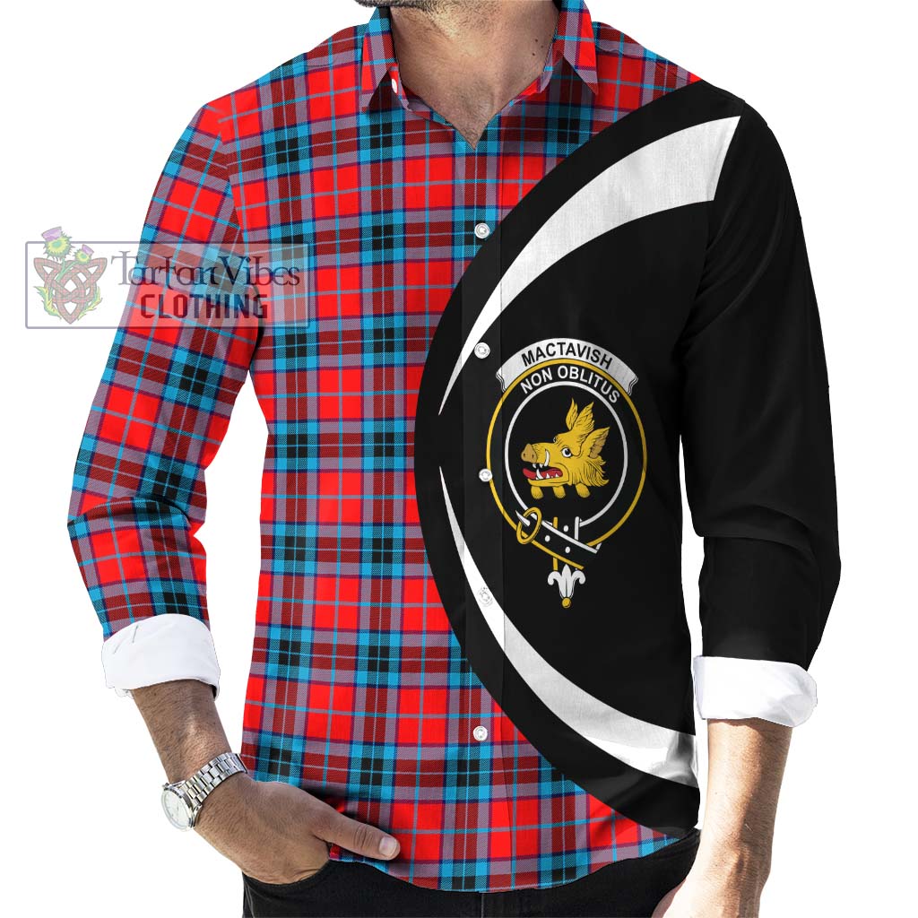MacTavish (McTavish) Tartan Long Sleeve Button Up with Family Crest Circle Style - Tartan Vibes Clothing