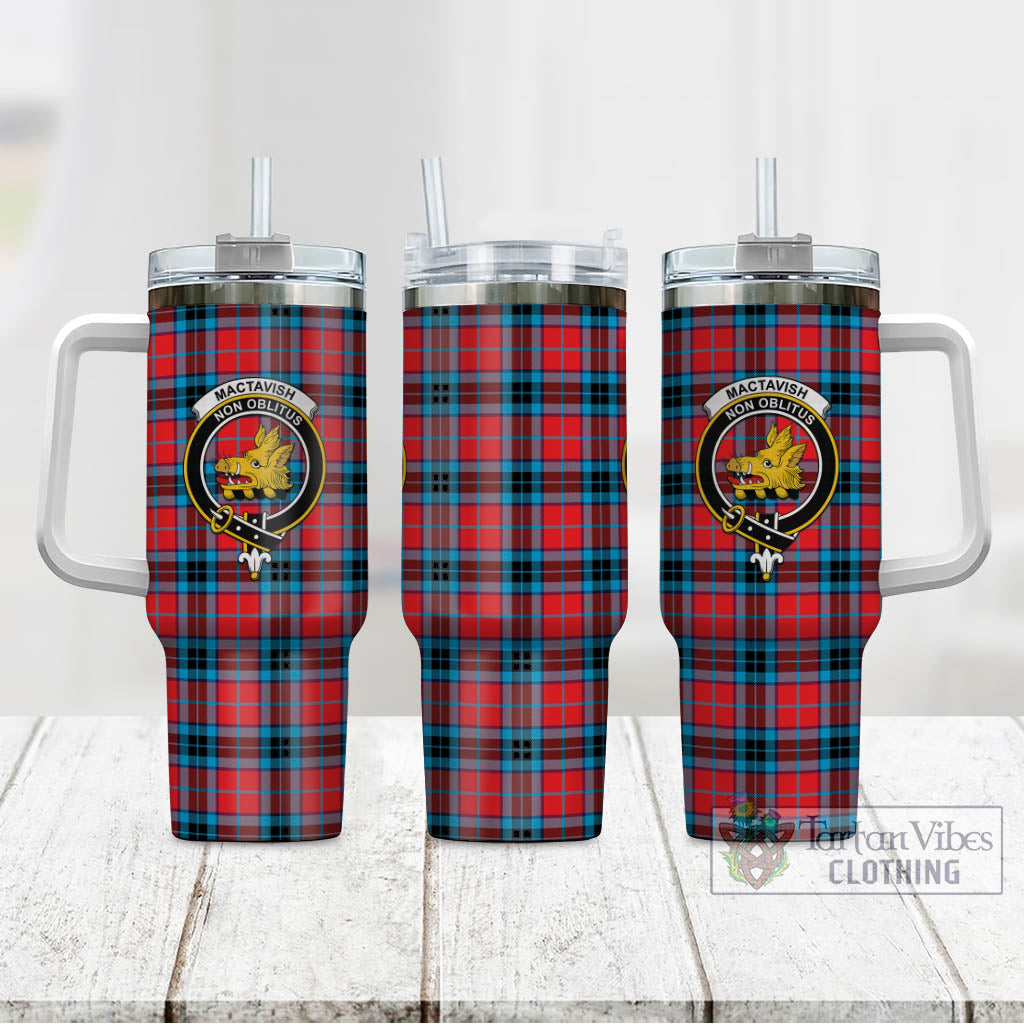 Tartan Vibes Clothing MacTavish Modern Tartan and Family Crest Tumbler with Handle
