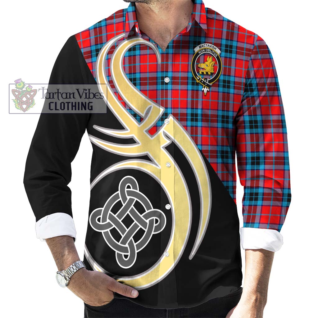 MacTavish (McTavish) Tartan Long Sleeve Button Shirt with Family Crest and Celtic Symbol Style - Tartan Vibes Clothing