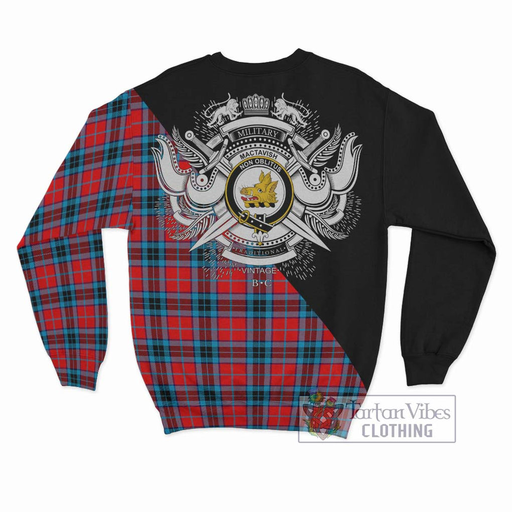 MacTavish (McTavish) Tartan Sweatshirt with Family Crest and Military Logo Style - Tartanvibesclothing Shop