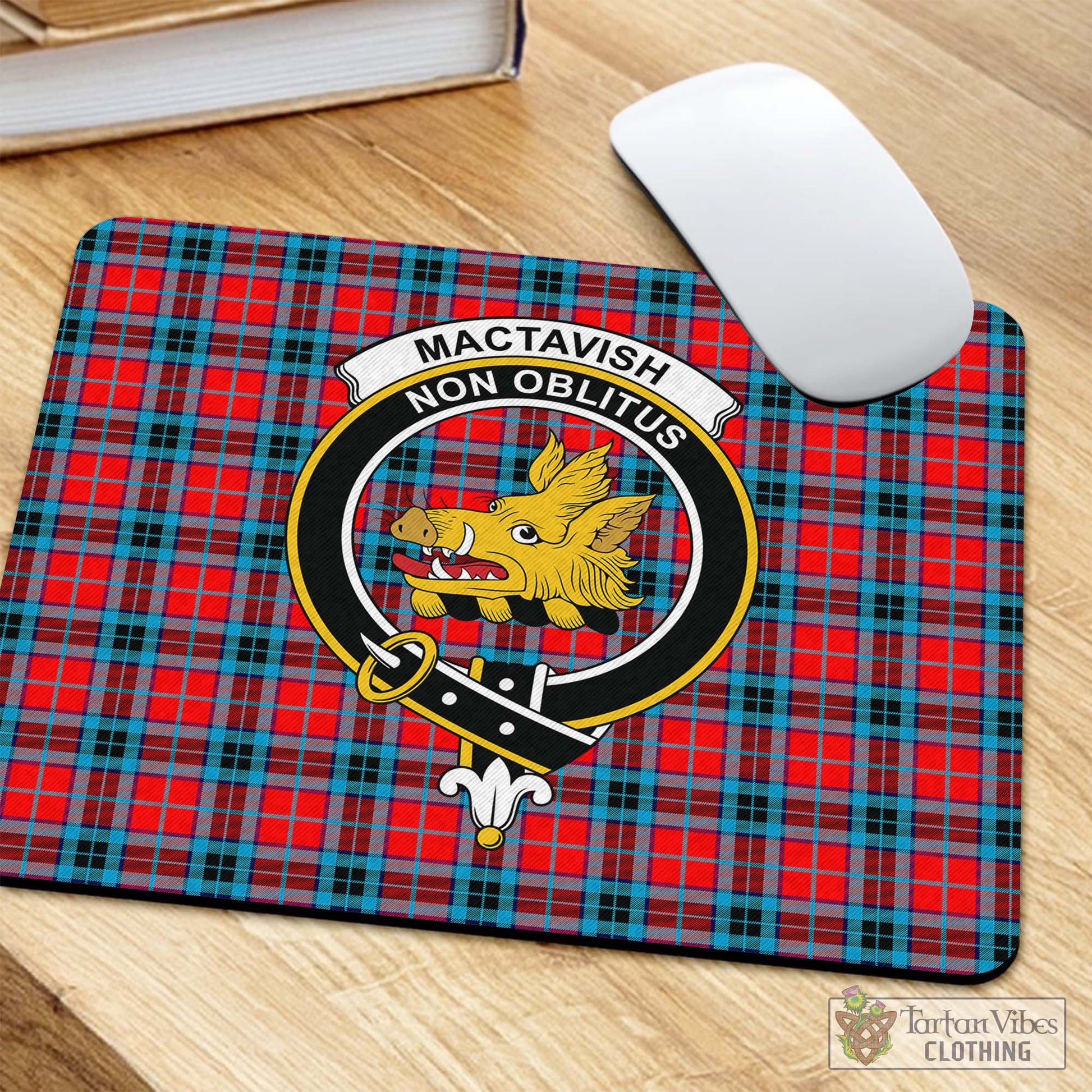 Tartan Vibes Clothing MacTavish Modern Tartan Mouse Pad with Family Crest