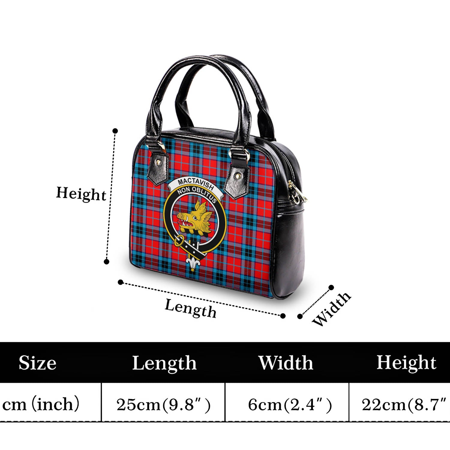 MacTavish Modern Tartan Shoulder Handbags with Family Crest - Tartanvibesclothing