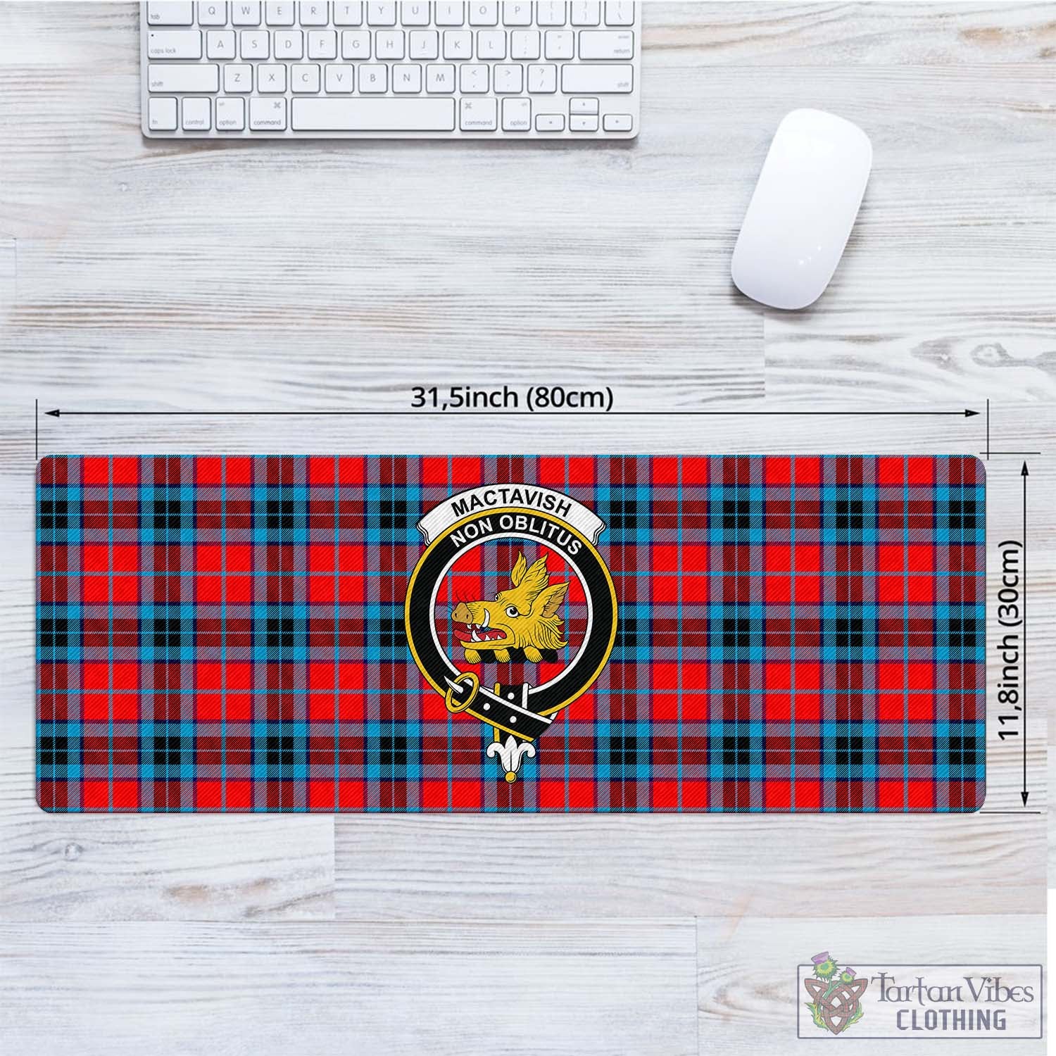 Tartan Vibes Clothing MacTavish Modern Tartan Mouse Pad with Family Crest