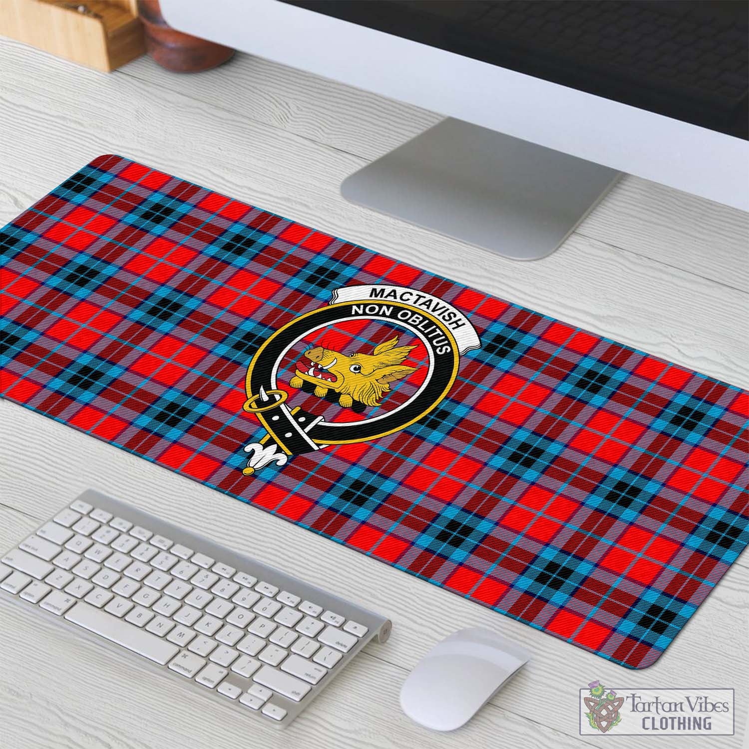 Tartan Vibes Clothing MacTavish Modern Tartan Mouse Pad with Family Crest