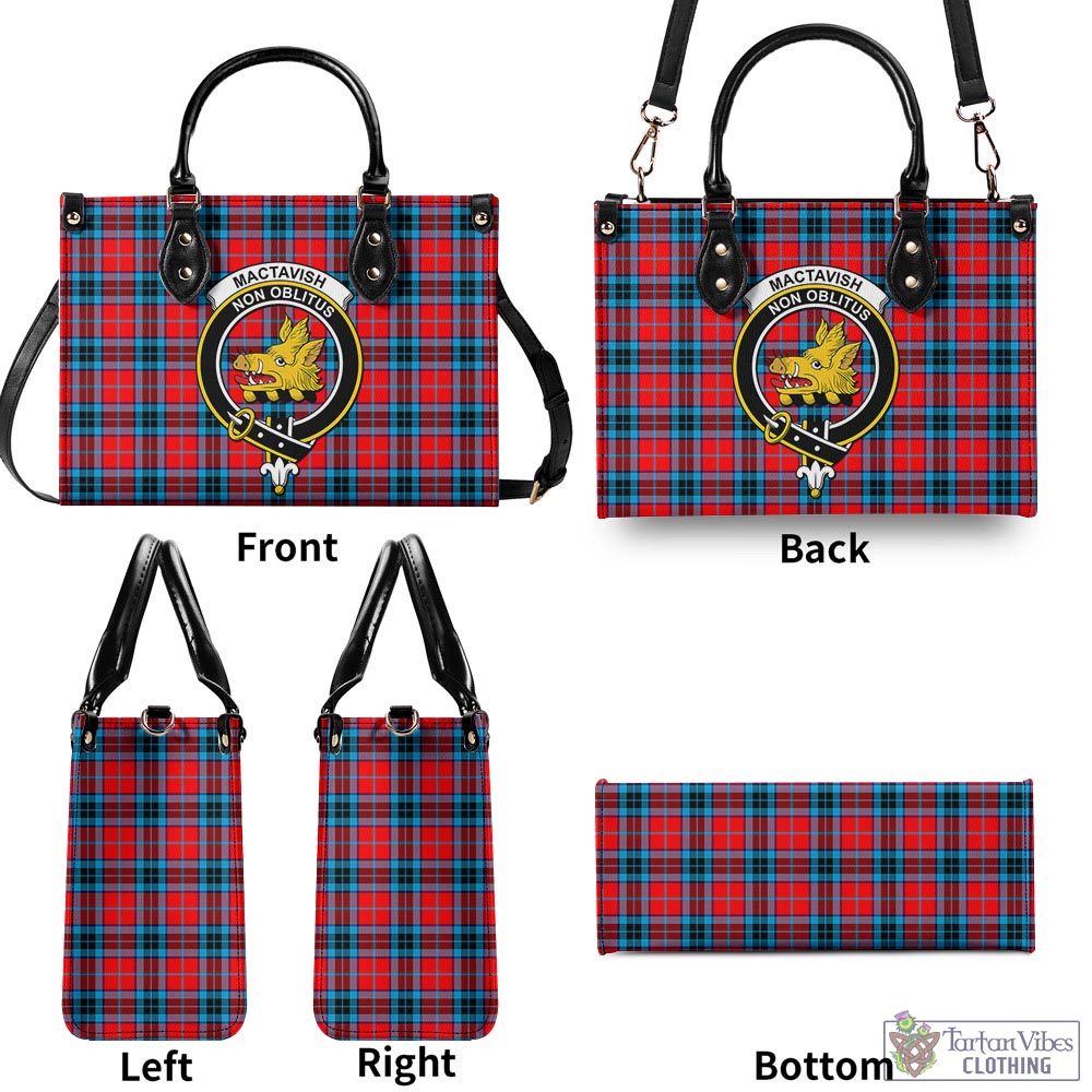 Tartan Vibes Clothing MacTavish Modern Tartan Luxury Leather Handbags with Family Crest