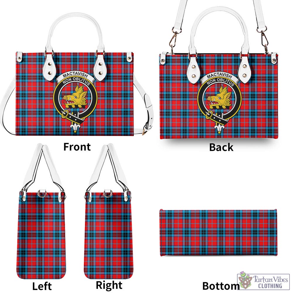 Tartan Vibes Clothing MacTavish Modern Tartan Luxury Leather Handbags with Family Crest
