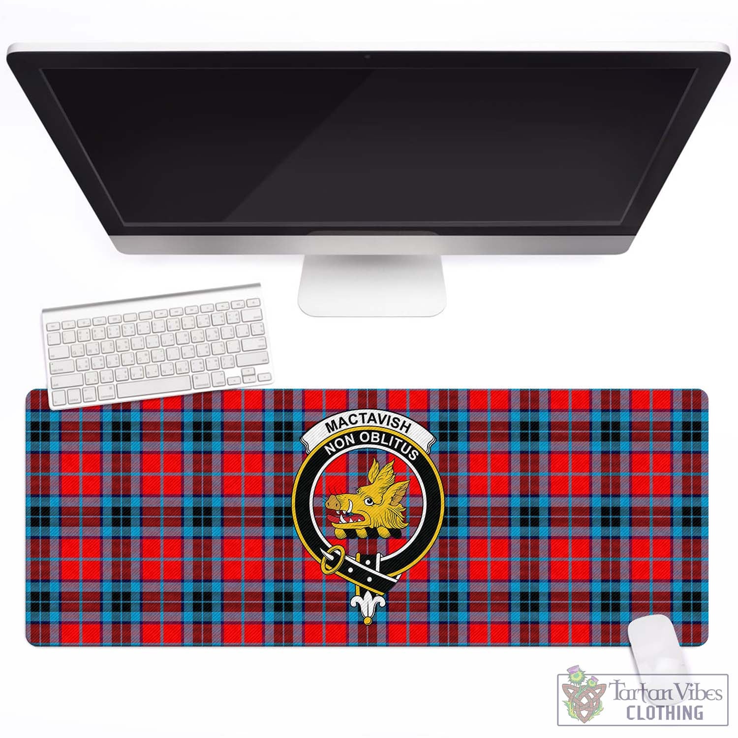 Tartan Vibes Clothing MacTavish Modern Tartan Mouse Pad with Family Crest