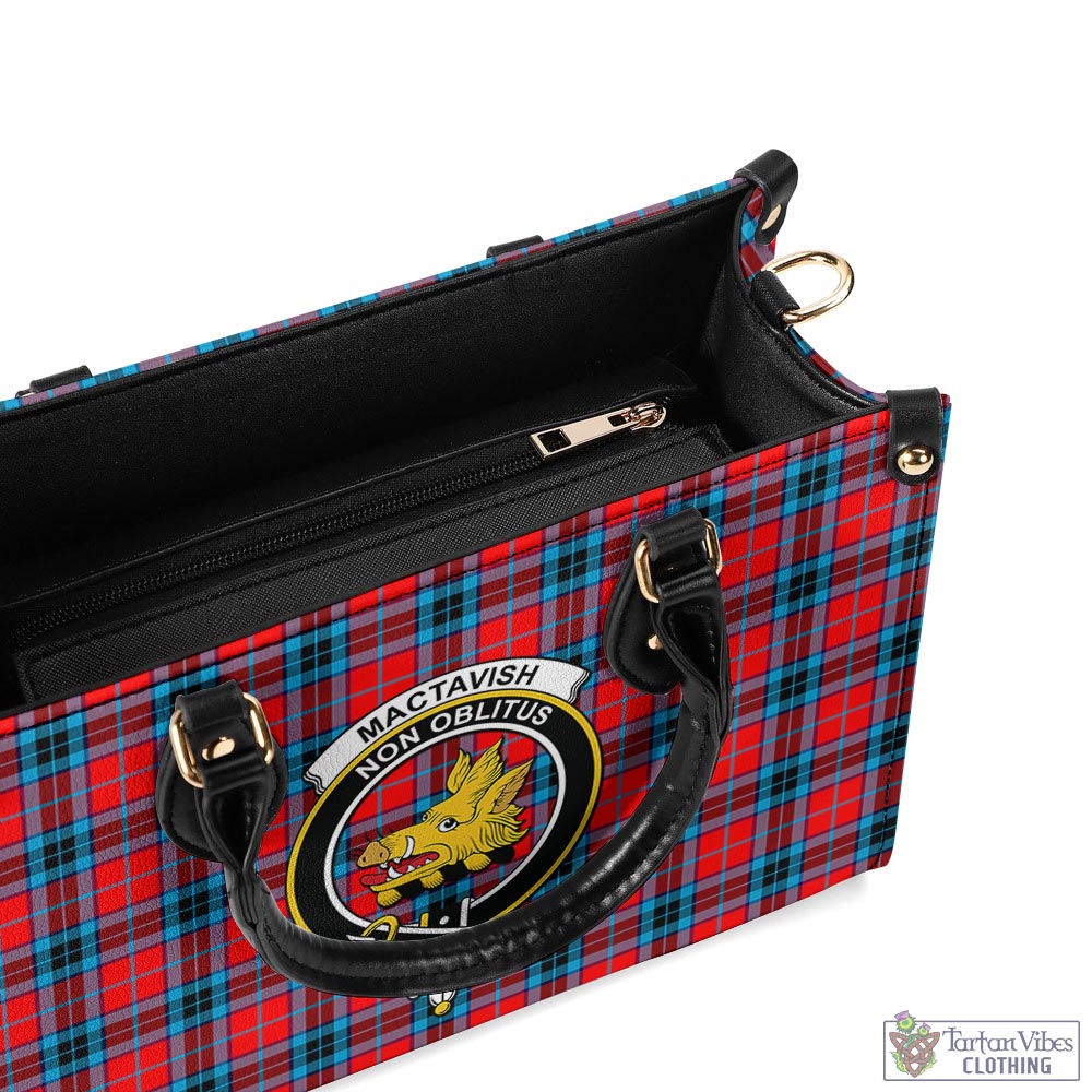 Tartan Vibes Clothing MacTavish Modern Tartan Luxury Leather Handbags with Family Crest