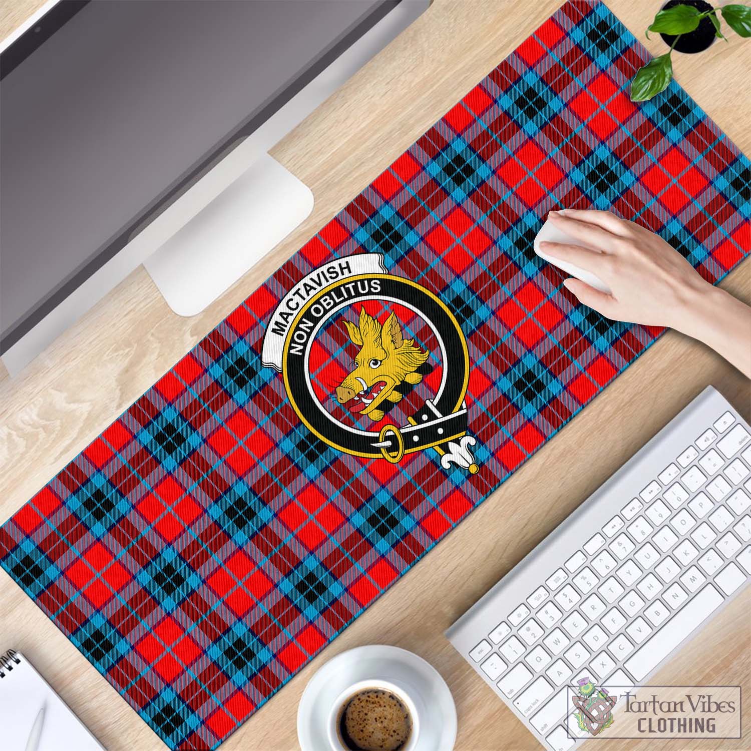 Tartan Vibes Clothing MacTavish Modern Tartan Mouse Pad with Family Crest