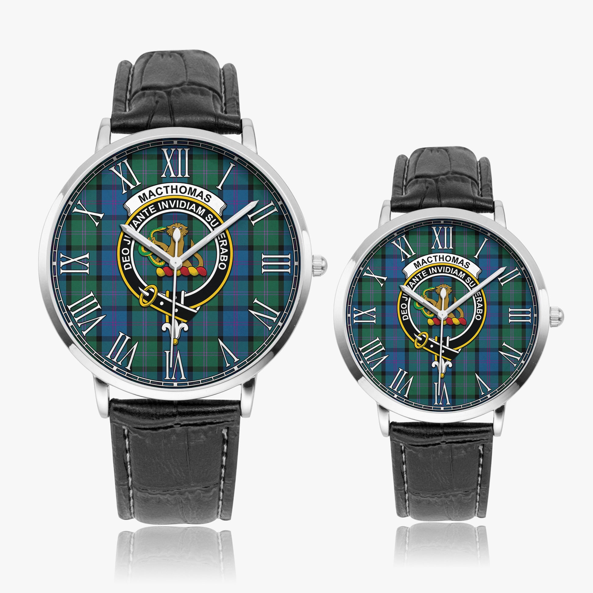 MacThomas (McThomas) Tartan Family Crest Leather Strap Quartz Watch - Tartan Vibes Clothing
