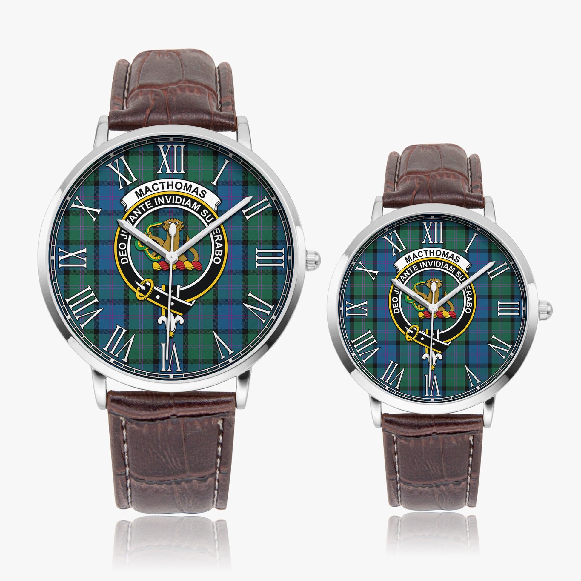 MacThomas (McThomas) Tartan Family Crest Leather Strap Quartz Watch - Tartan Vibes Clothing