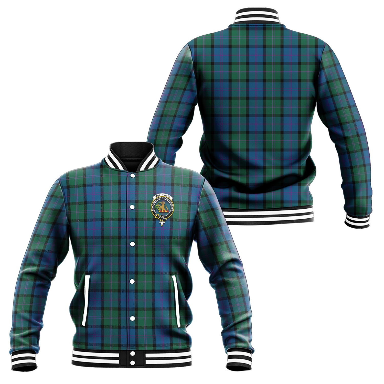 MacThomas (McThomas) Tartan Baseball Jacket with Family Crest Unisex - Tartan Vibes Clothing