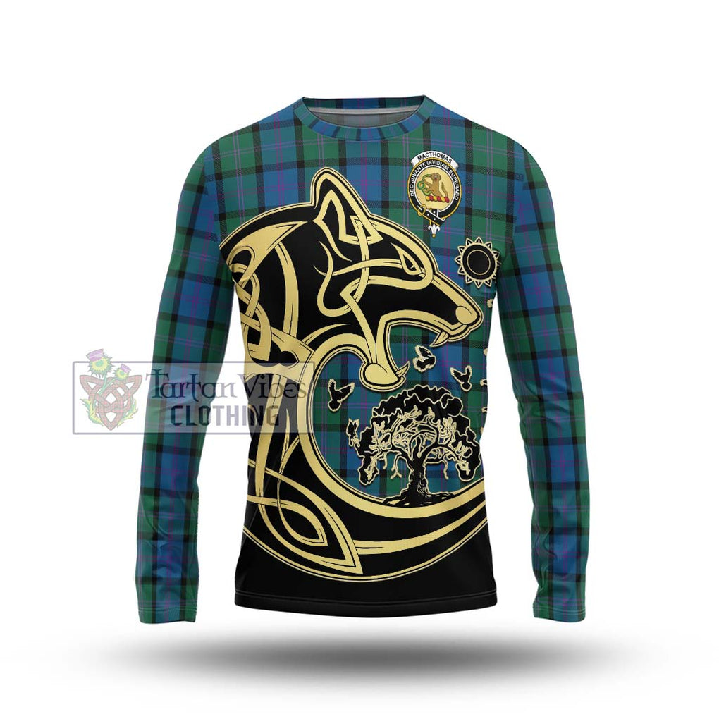 MacThomas (McThomas) Tartan Long Sleeve T-Shirt with Family Crest Celtic Wolf Style Unisex - Tartan Vibes Clothing
