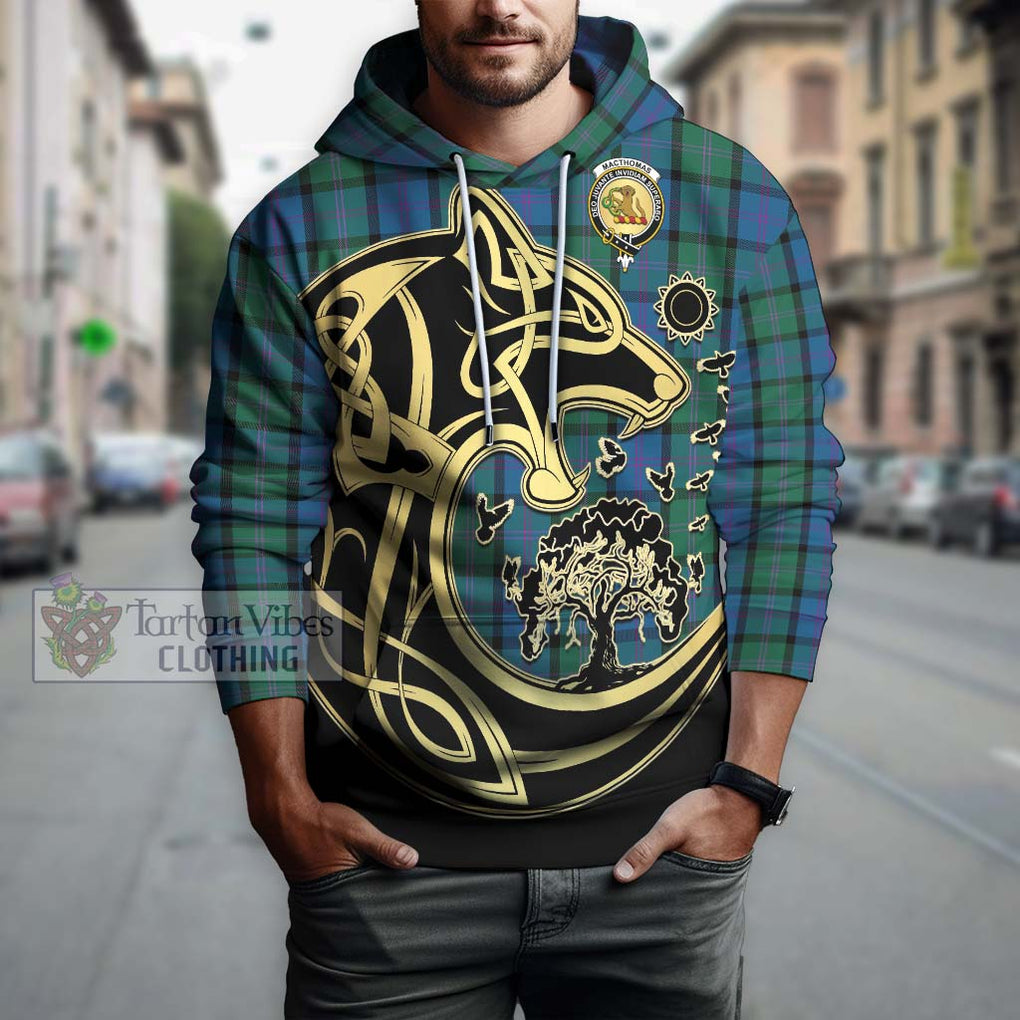 MacThomas (McThomas) Tartan Hoodie with Family Crest Celtic Wolf Style Zip Hoodie - Tartan Vibes Clothing