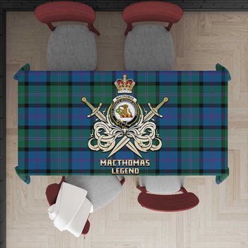 MacThomas (McThomas) Tartan Tablecloth with Clan Crest and the Golden Sword of Courageous Legacy - Tartan Vibes Clothing