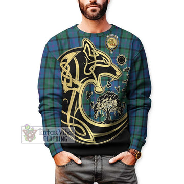 MacThomas (McThomas) Tartan Sweatshirt with Family Crest Celtic Wolf Style Unisex - Tartan Vibes Clothing