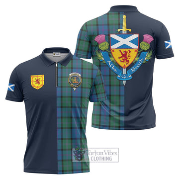 MacThomas (McThomas) Tartan Zipper Polo Shirt Alba with Scottish Lion Royal Arm Half Style Unisex - Tartan Vibes Clothing