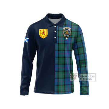 MacThomas (McThomas) Tartan Long Sleeve Polo Shirt Alba with Scottish Lion Royal Arm Half Style Unisex - Tartan Vibes Clothing
