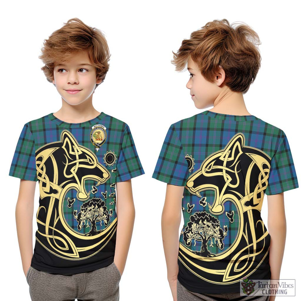 MacThomas (McThomas) Tartan Kid T-Shirt with Family Crest Celtic Wolf Style Youth XL Size14 - Tartan Vibes Clothing