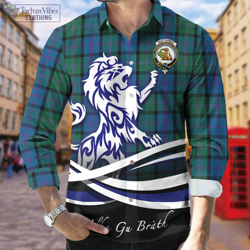 MacThomas (McThomas) Tartan Long Sleeve Button Up Shirt with Alba Gu Brath Regal Lion Emblem Men's Shirt - Tartan Vibes Clothing