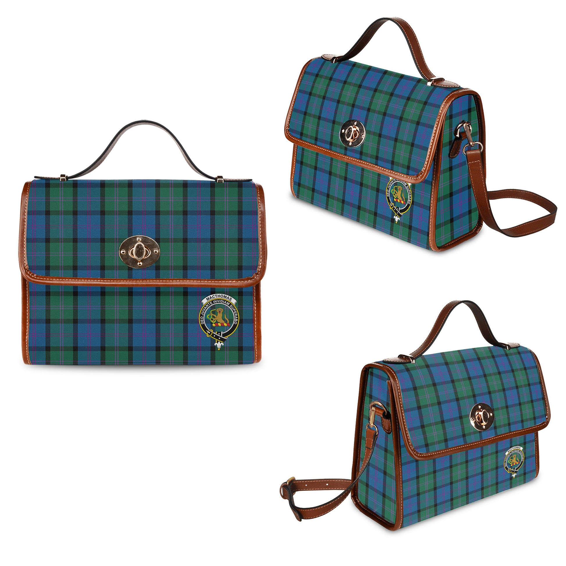 macthomas-tartan-leather-strap-waterproof-canvas-bag-with-family-crest