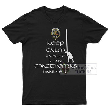 MacThomas (McThomas) Clan Men's T-Shirt: Keep Calm and Let the Clan Handle It Caber Toss Highland Games Style White - 2D-tartanvibesclothing