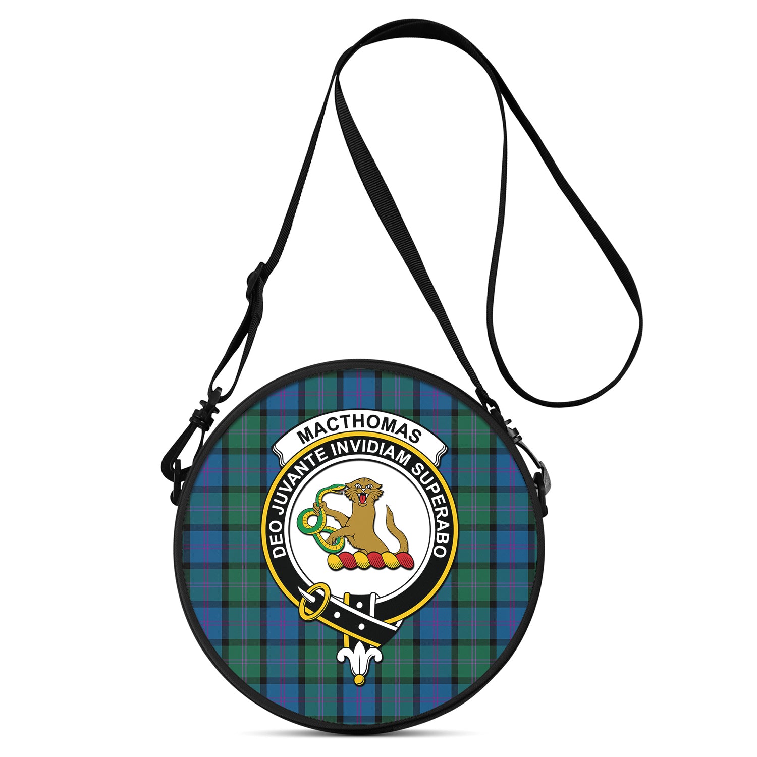 MacThomas (McThomas) Tartan Round Satchel Bags with Family Crest One Size 9*9*2.7 inch - Tartan Vibes Clothing