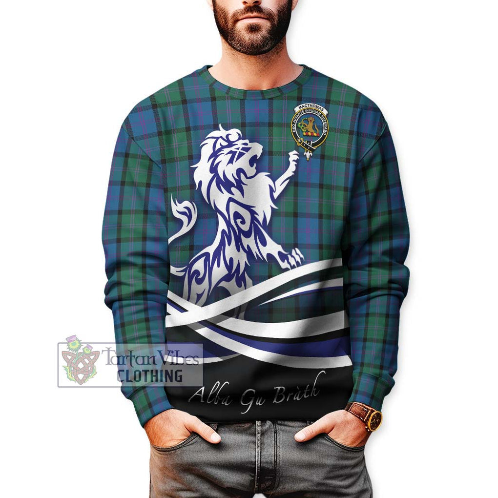 MacThomas (McThomas) Tartan Sweatshirt with Alba Gu Brath Regal Lion Emblem Unisex - Tartan Vibes Clothing