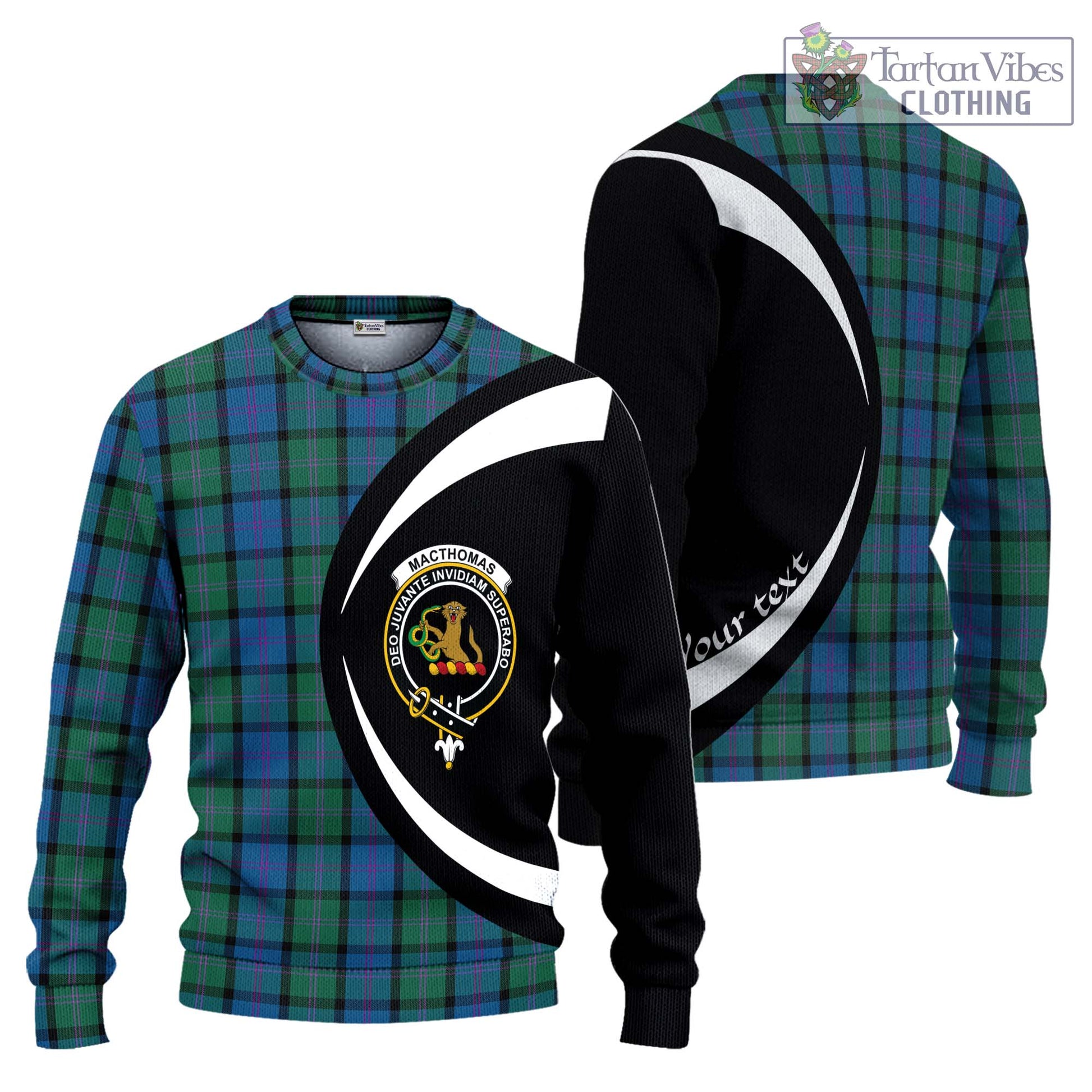 MacThomas (McThomas) Tartan Ugly Sweater with Family Crest Circle Style Unisex - Tartan Vibes Clothing