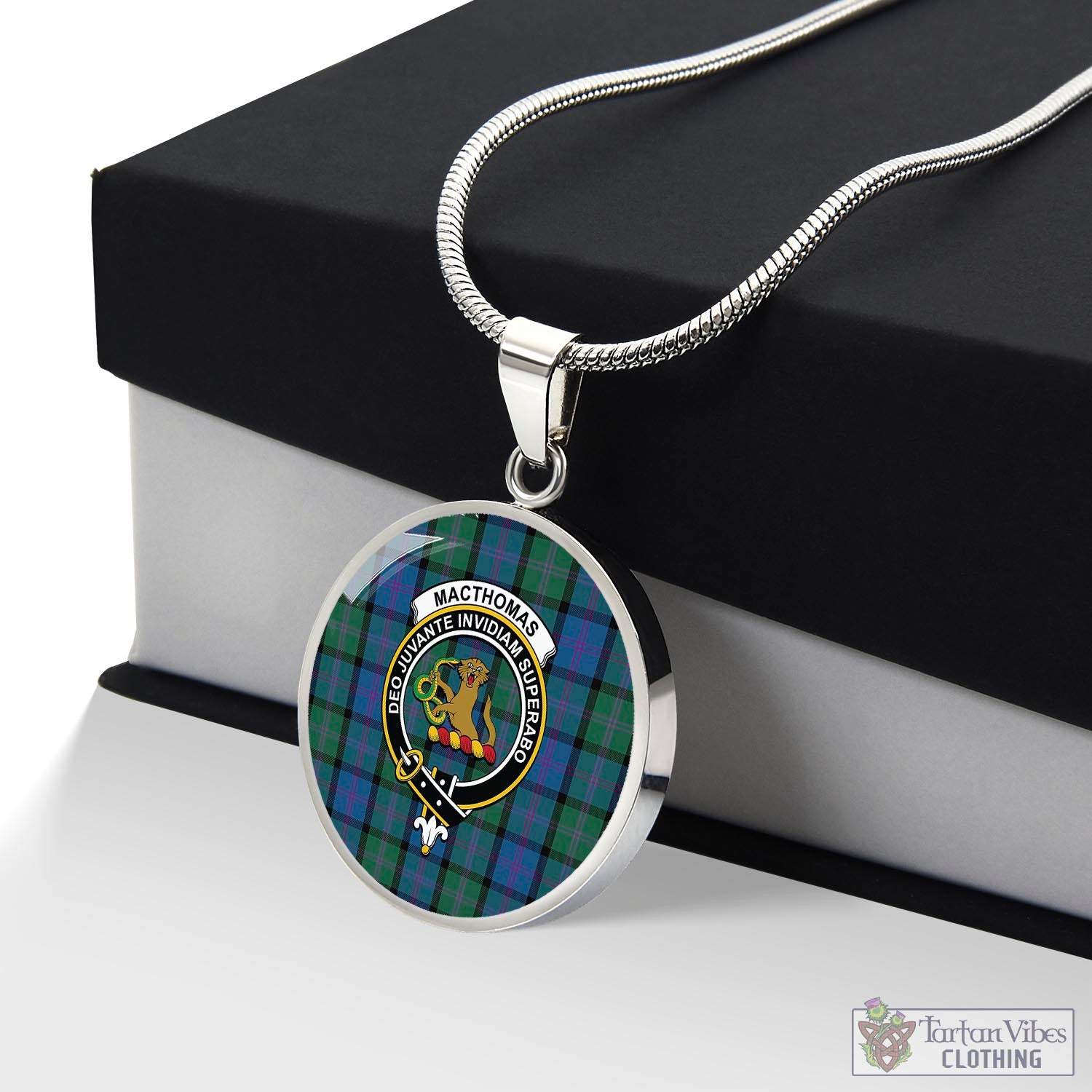 MacThomas (McThomas) Tartan Circle Necklace with Family Crest Luxury Necklace (Silver) No - Tartan Vibes Clothing