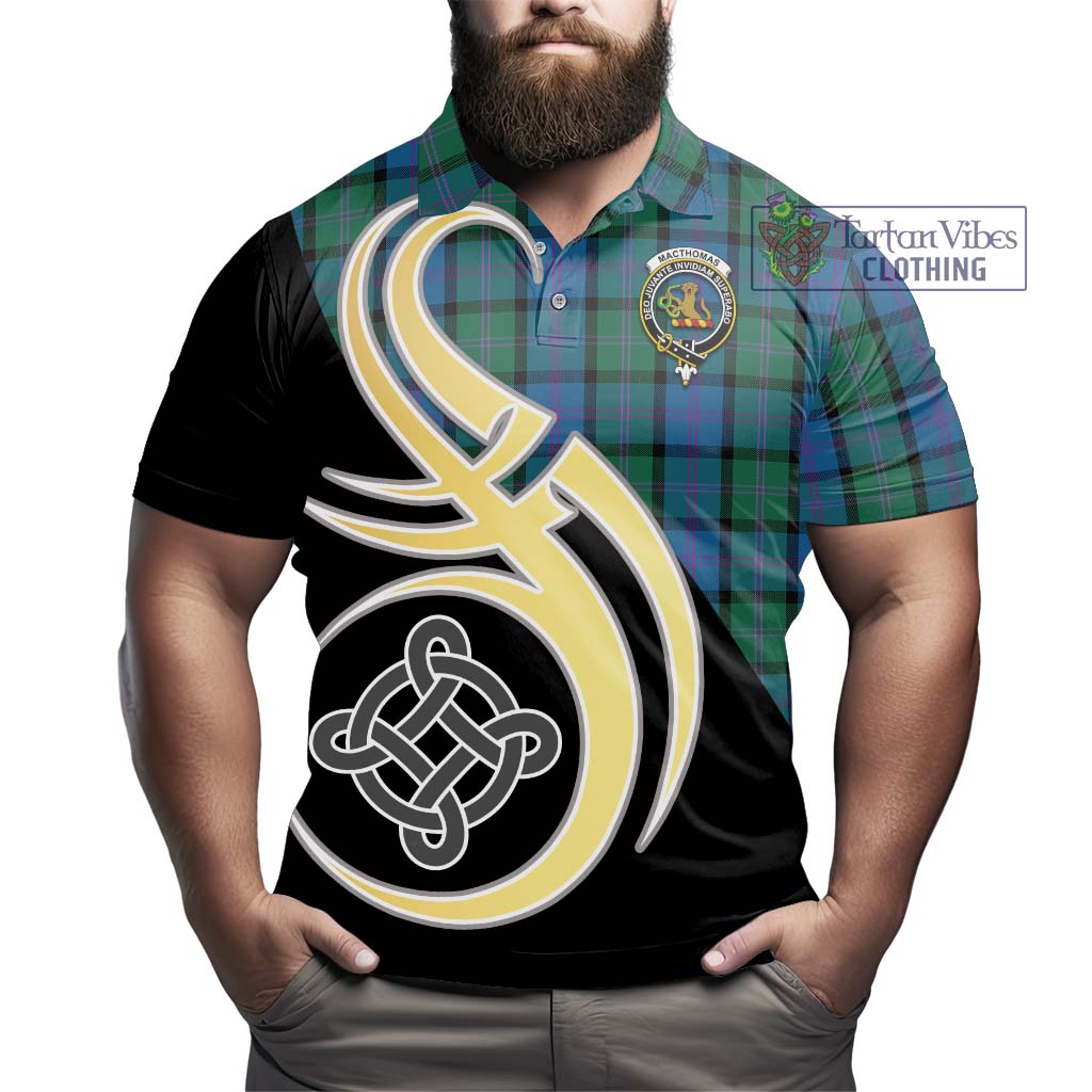 MacThomas (McThomas) Tartan Polo Shirt with Family Crest and Celtic Symbol Style - Tartan Vibes Clothing