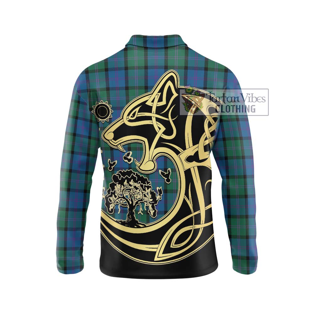 MacThomas (McThomas) Tartan Long Sleeve Polo Shirt with Family Crest Celtic Wolf Style - Tartan Vibes Clothing