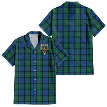 MacThomas Tartan Short Sleeve Button Down Shirt with Family Crest