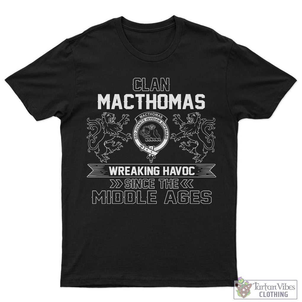 MacThomas (McThomas) Family Crest 2D Cotton Men's T-Shirt Wreaking Havoc Style 5XL - 2D-tartanvibesclothing