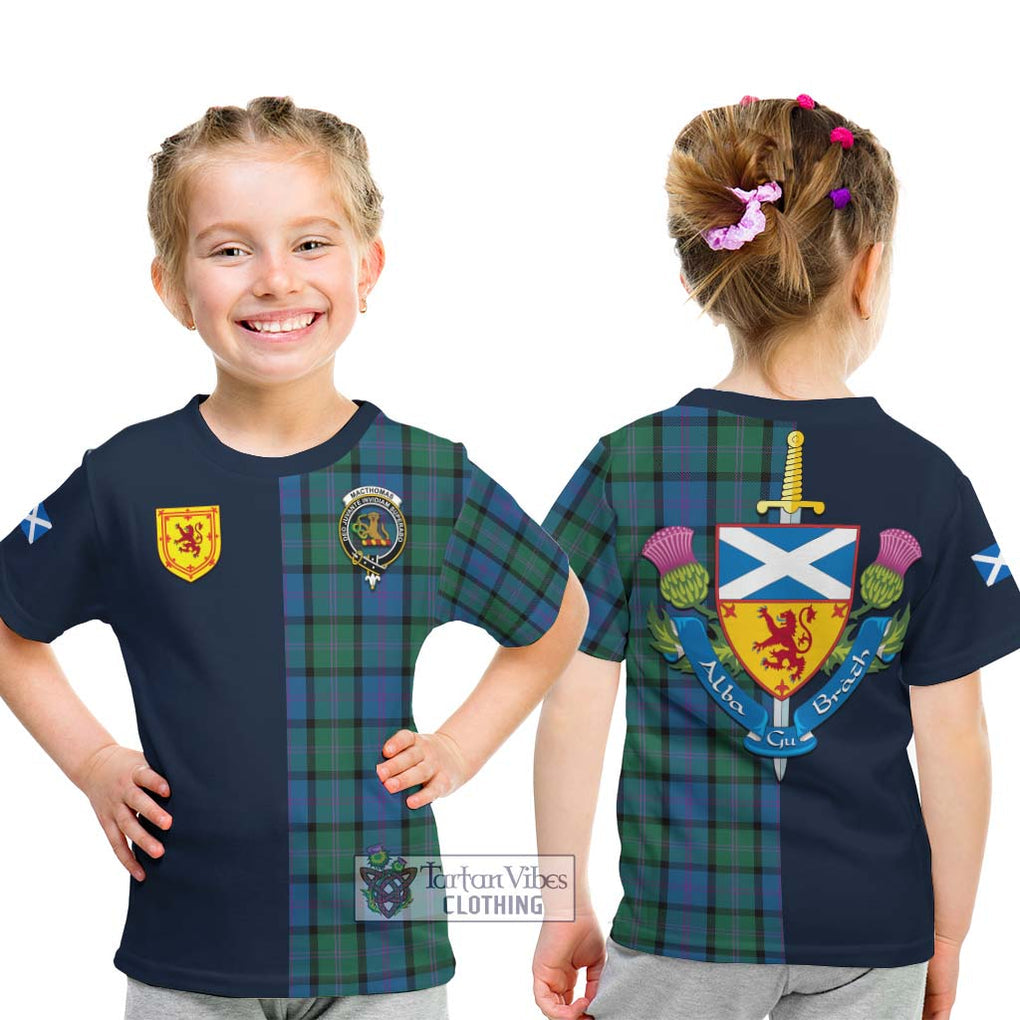 MacThomas (McThomas) Tartan Kid T-Shirt Alba with Scottish Lion Royal Arm Half Style - Tartan Vibes Clothing
