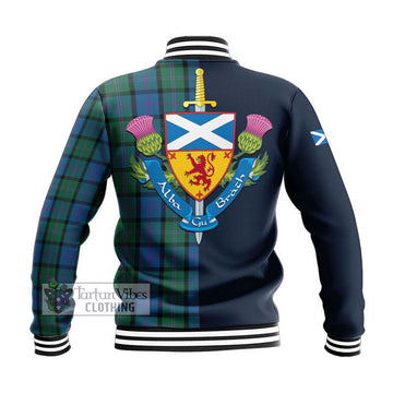 MacThomas (McThomas) Tartan Baseball Jacket Alba with Scottish Lion Royal Arm Half Style - Tartan Vibes Clothing