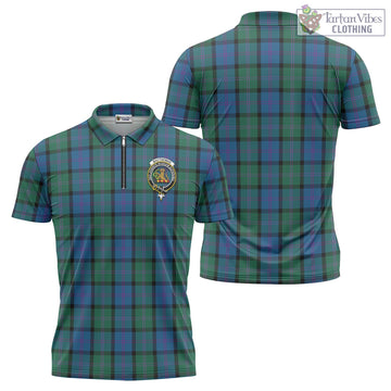 MacThomas Tartan Zipper Polo Shirt with Family Crest
