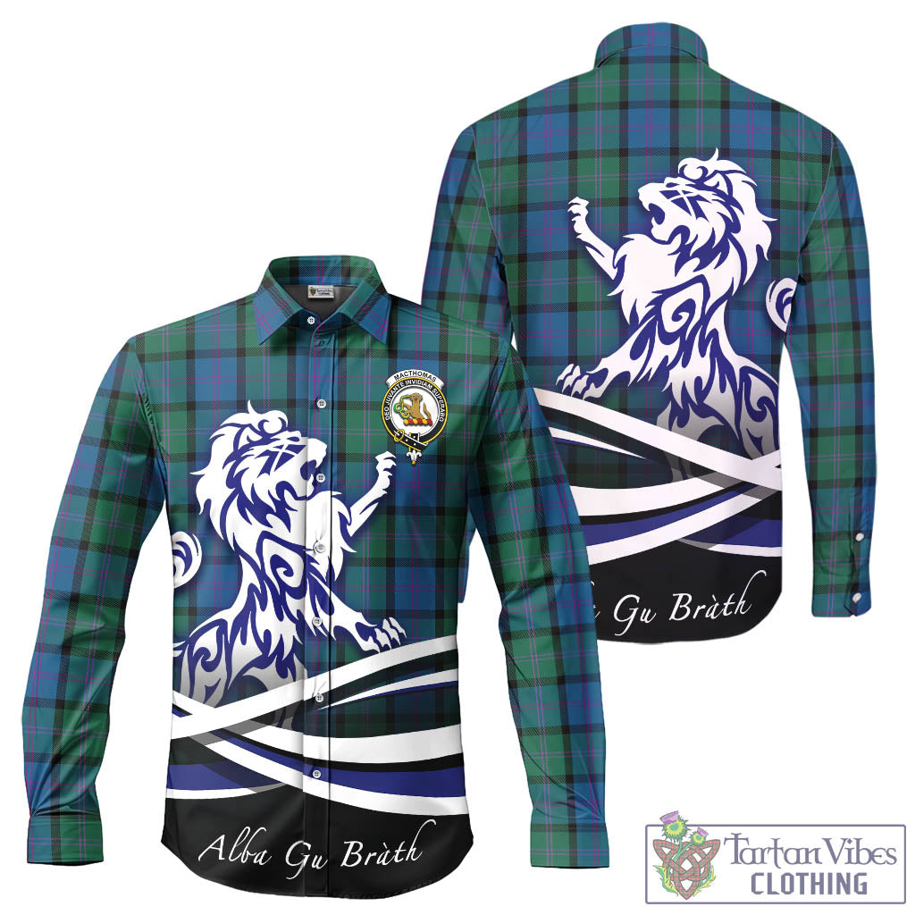 MacThomas (McThomas) Tartan Long Sleeve Button Up Shirt with Alba Gu Brath Regal Lion Emblem - Tartan Vibes Clothing