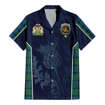 Tartan Vibes Clothing MacThomas Tartan Short Sleeve Button Up Shirt with Family Crest and Scottish Thistle Vibes Sport Style