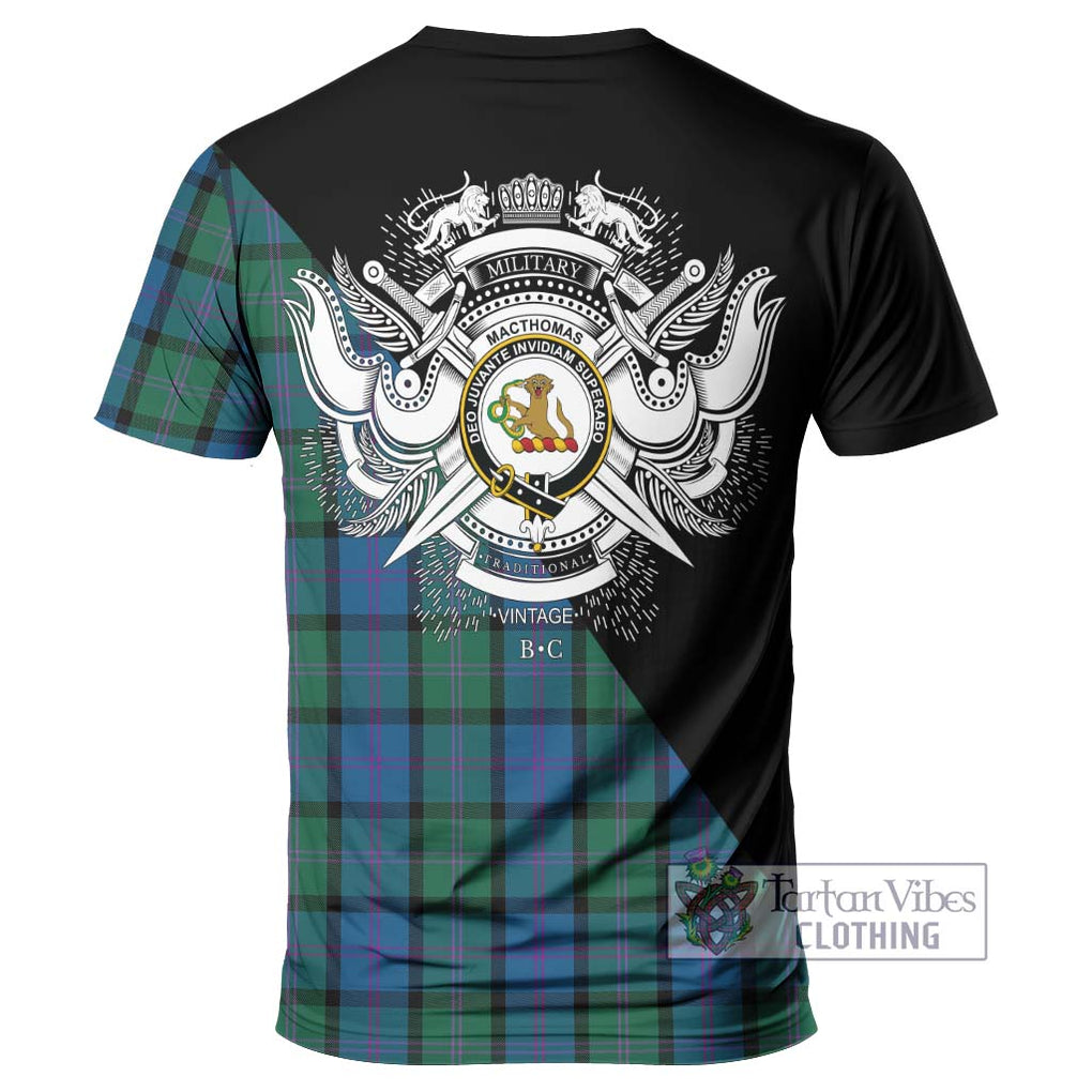 MacThomas (McThomas) Tartan T-Shirt with Family Crest and Military Logo Style - Tartan Vibes Clothing