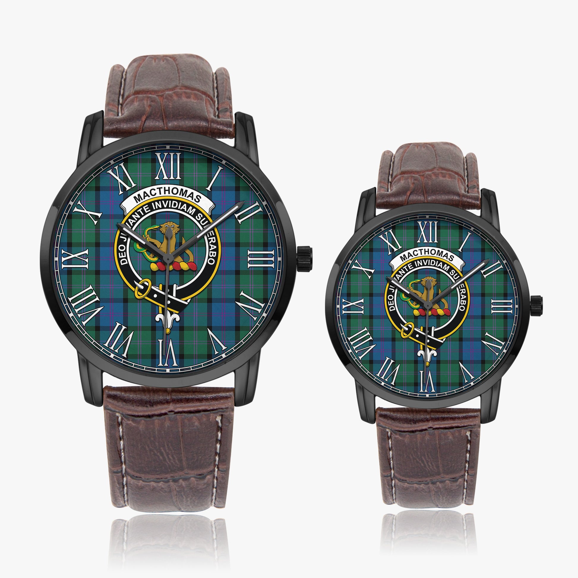 MacThomas (McThomas) Tartan Family Crest Leather Strap Quartz Watch - Tartan Vibes Clothing