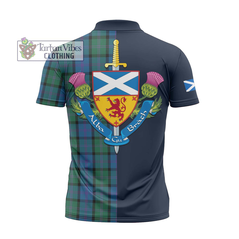 MacThomas (McThomas) Tartan Zipper Polo Shirt Alba with Scottish Lion Royal Arm Half Style - Tartan Vibes Clothing