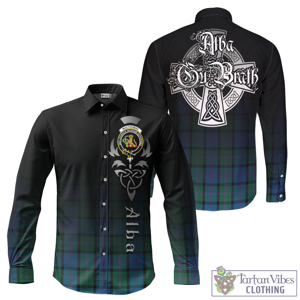MacThomas (McThomas) Tartan Long Sleeve Button Up Featuring Alba Gu Brath Family Crest Celtic Inspired - Tartan Vibes Clothing