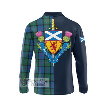 MacThomas (McThomas) Tartan Long Sleeve Polo Shirt Alba with Scottish Lion Royal Arm Half Style - Tartan Vibes Clothing